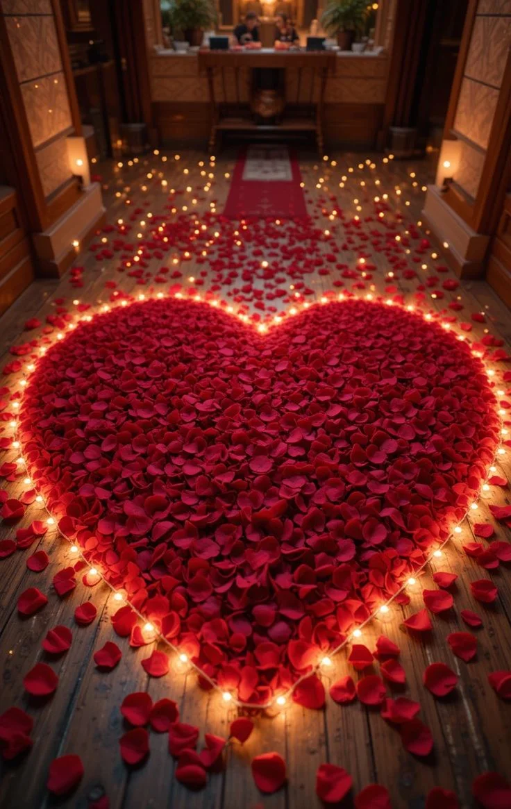 Rose Petal Heart Bed Decoration